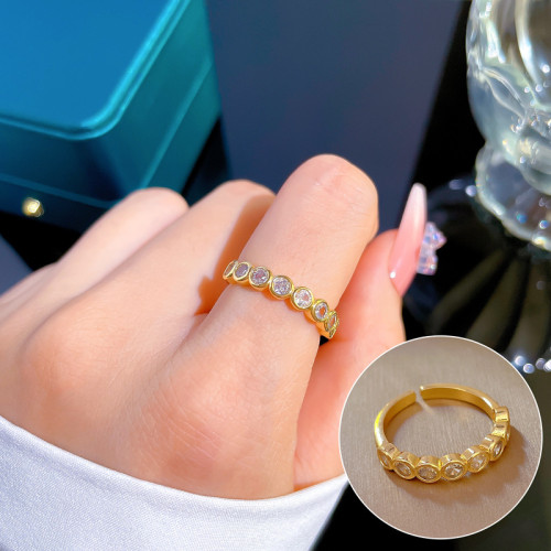 【Real Gold Plating】Open Ring Simple Circle Personality Ring Index Finger Ring Internet Celebrity Same Style Minimalist Cool Style