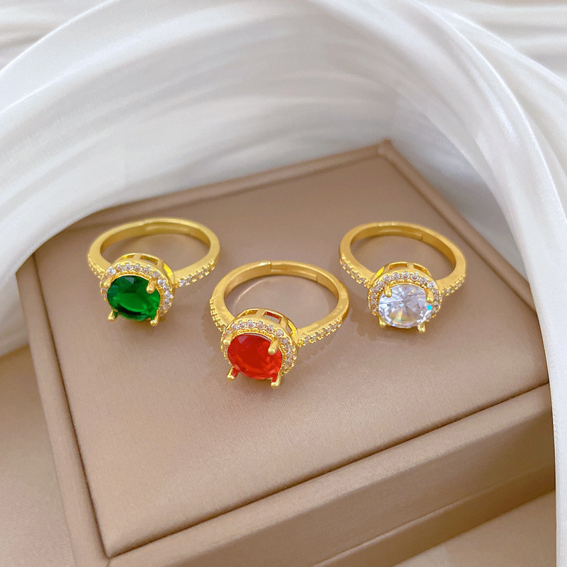 【Copper Micro Inlay】Open Zircon Ring for Women Fashionable Personality Ring Index Finger Ring Internet Celebrity Same Style Simple Minimalist Style
