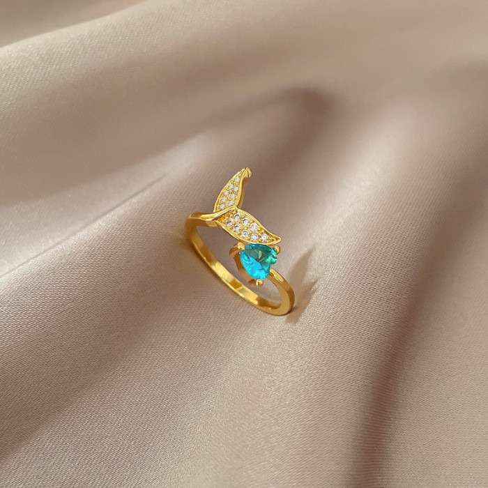 [Real Gold Plating] European and American Design Ins Style Geometric Diamond-Embedded Ball Ring Women's Cold Style Open Ring