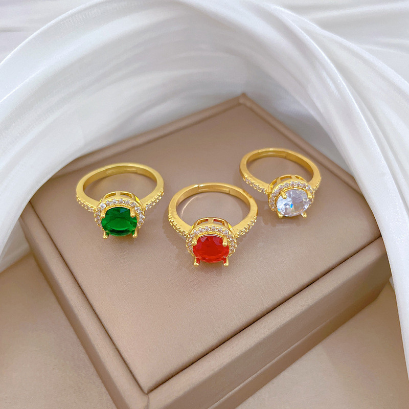【Copper Micro Inlay】Open Zircon Ring for Women Fashionable Personality Ring Index Finger Ring Internet Celebrity Same Style Simple Minimalist Style