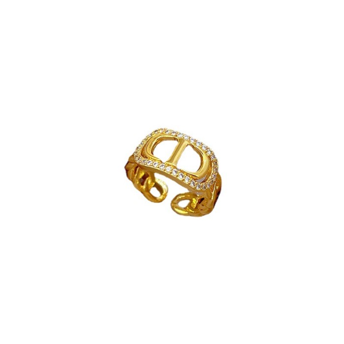 【Real Gold】Couple Rings for Women, Trendy Fashion Adjustable Open Rings, Unique Minimalist Style CD Rings