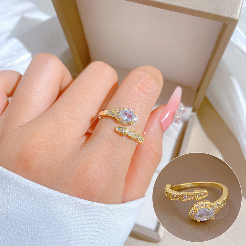 【Real Gold】Bamboo Knot Snake Wedding Ring Adjustable Open Ring Simple Hand Jewelry Japanese Style Couple Rings