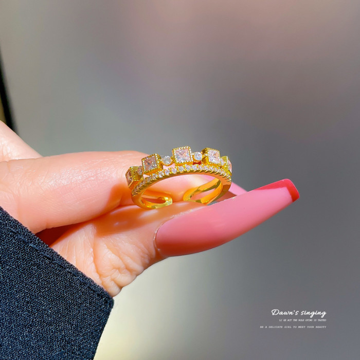 【Real Gold】Couple Rings for Women, Trendy Fashion Adjustable Open Rings, Unique Minimalist Style Index Finger Rings