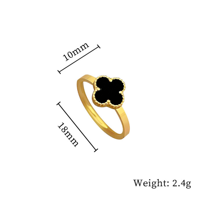 【Non-Fading】Lucky Clover Titanium Steel Minimalist Style Disco Ring for Men and Women Ins Trend Personality Simple Index Finger Ring