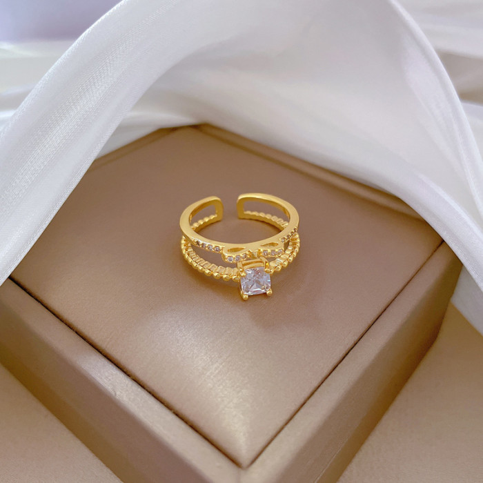 【Real Gold】Butterfly Knot Full Diamond Ring Adjustable Open Simple Hand Jewelry Japanese Style Couple Rings