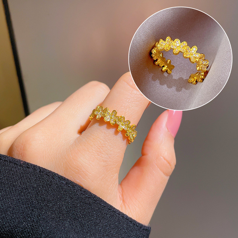 【Real Gold】Couple Rings for Women, Trendy Fashion Adjustable Open Rings, Unique Minimalist Style Index Finger Rings