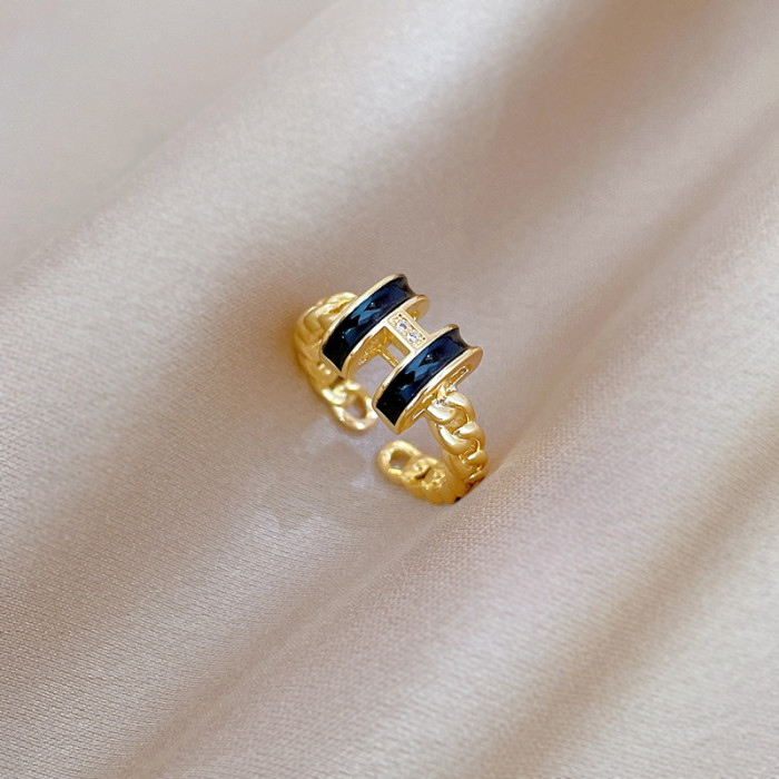 【Real Gold】Luxury Full Diamond Three-Layer Ring Adjustable Open Simple Hand Jewelry Japanese Style Couple Rings