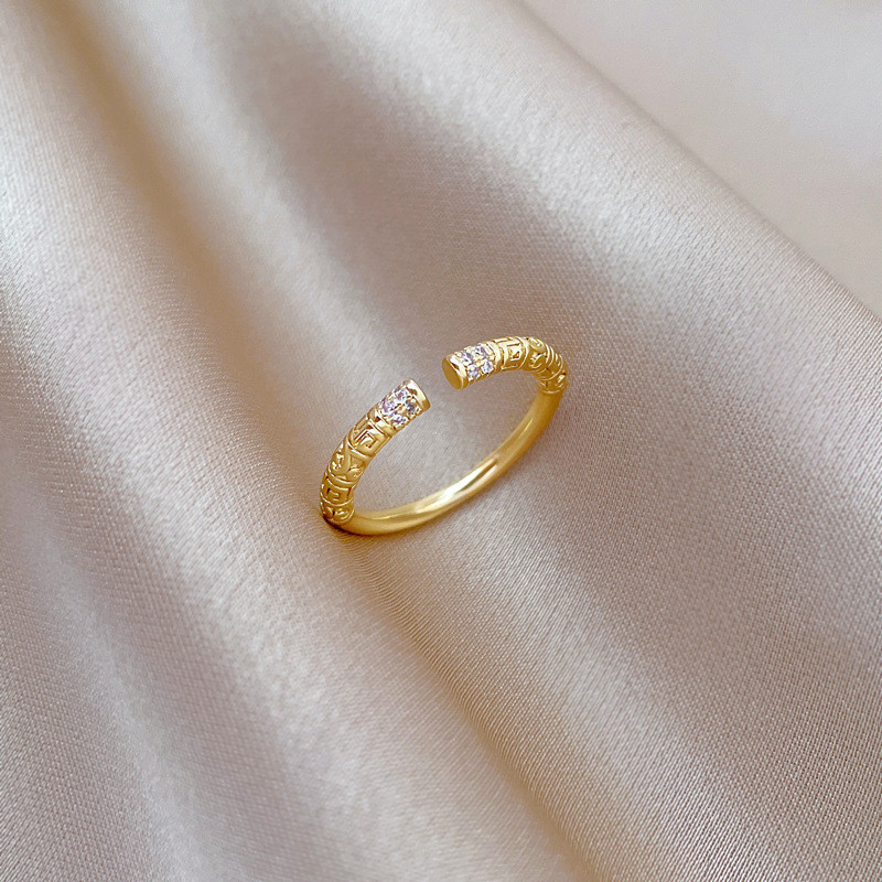 【Real Gold】Black Myth Wukong Ring Adjustable Open Style Simple Hand Jewelry Japanese Style Couple Rings
