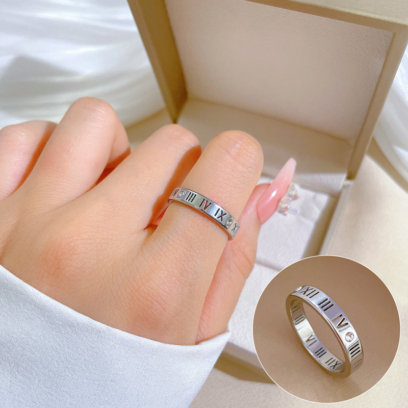 【Non-Fading】Minimalist Text Titanium Steel Cool Style Disco Ring for Men and Women Ins Trend Personality Simple Index Finger Ring