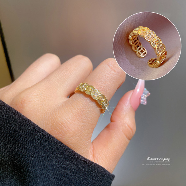 【Real Gold】Couple Rings for Women Ins Trend Fashion Luxury Adjustable Open Rings Personality Minimalist Style Index Finger Rings