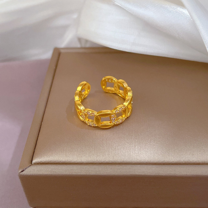 【Real Gold】Couple Rings for Women, Trendy Fashion Adjustable Open Rings, Unique Minimalist Style Index Finger Rings