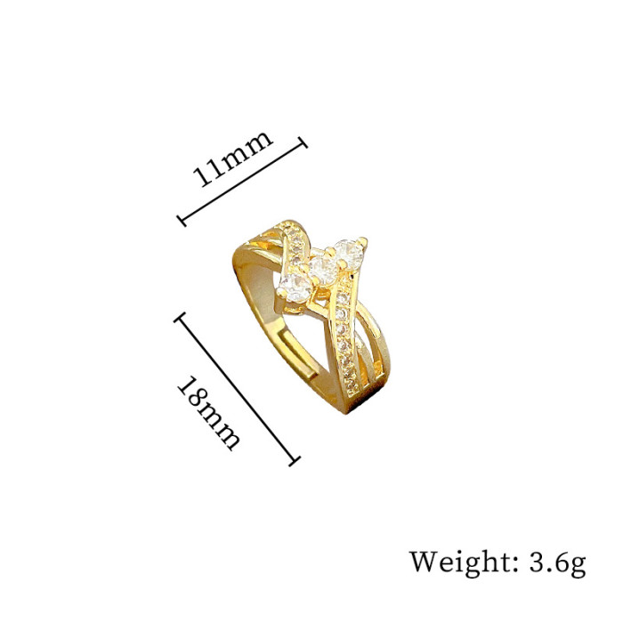 【Real Gold】Cross Luxury Fashion Ring Adjustable Open Simple Hand Jewelry Japanese Style Couple Rings