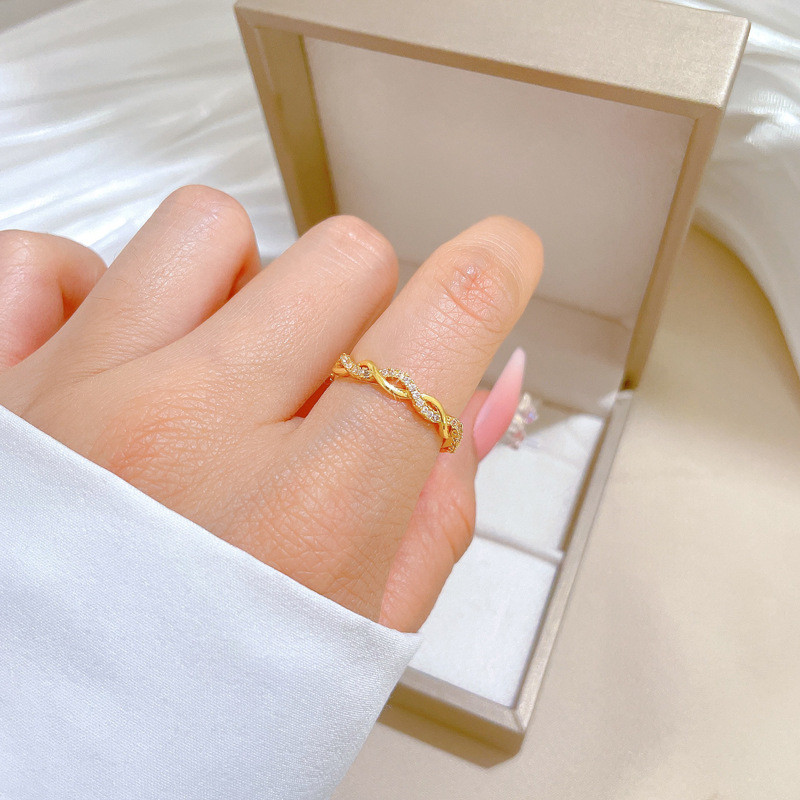 【Copper Micro Inlay】Open Zircon Ring for Women Fashionable Personality Ring Index Finger Ring Internet Celebrity Same Style Simple Minimalist Style