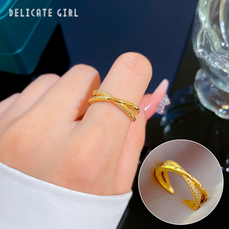 【Real Gold Plating】Open Ring for Women Fashionable Personality Ring Index Finger Ring Internet Celebrity Same Style Simple Minimalist Style