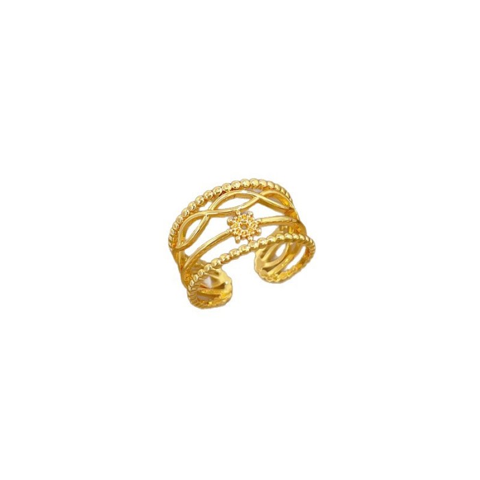 【Real Gold】Minimalist Forest Style Ring Adjustable Open Ring Simple Hand Jewelry Japanese Style Couple Rings