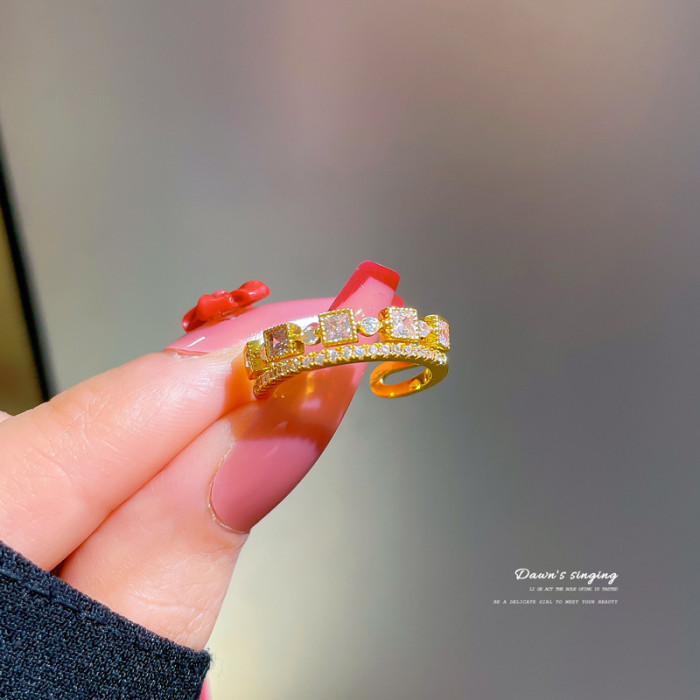 【Real Gold】Couple Rings for Women, Trendy Fashion Adjustable Open Rings, Unique Minimalist Style Index Finger Rings
