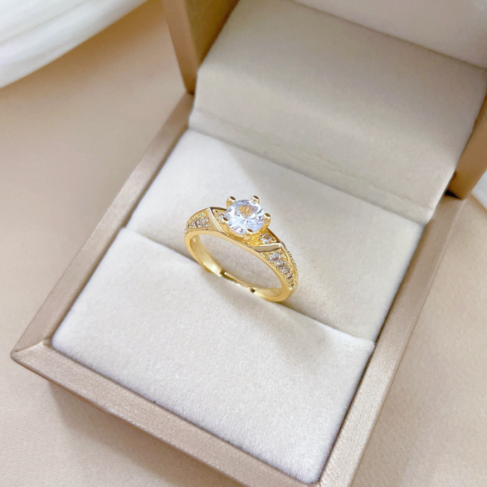[Real Gold] Eight Hearts Eight Arrows Full Diamond Ring Adjustable Open Simple Hand Jewelry Japanese Style Couple Rings