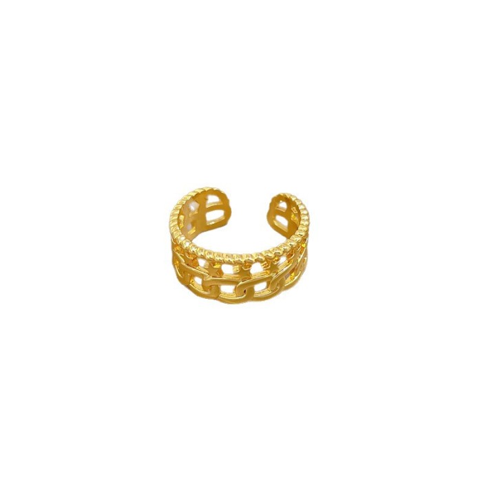 【Real Gold】Minimalist Chain Ring Adjustable Open Style Simple Jewelry Japanese Style Couple Rings