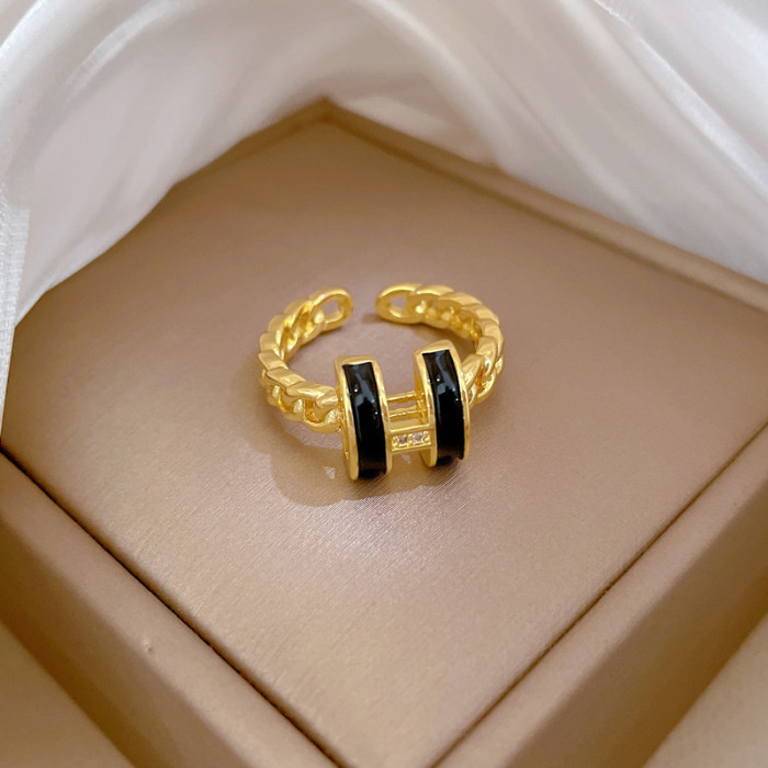 【Real Gold】Luxury Full Diamond Three-Layer Ring Adjustable Open Simple Hand Jewelry Japanese Style Couple Rings