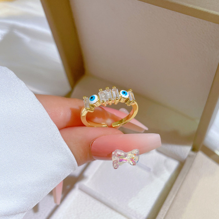 【Real Gold Plating】Open Eye Zircon Fashion Micro Inlay Light Luxury Ring Index Finger Ring Internet Celebrity Same St...