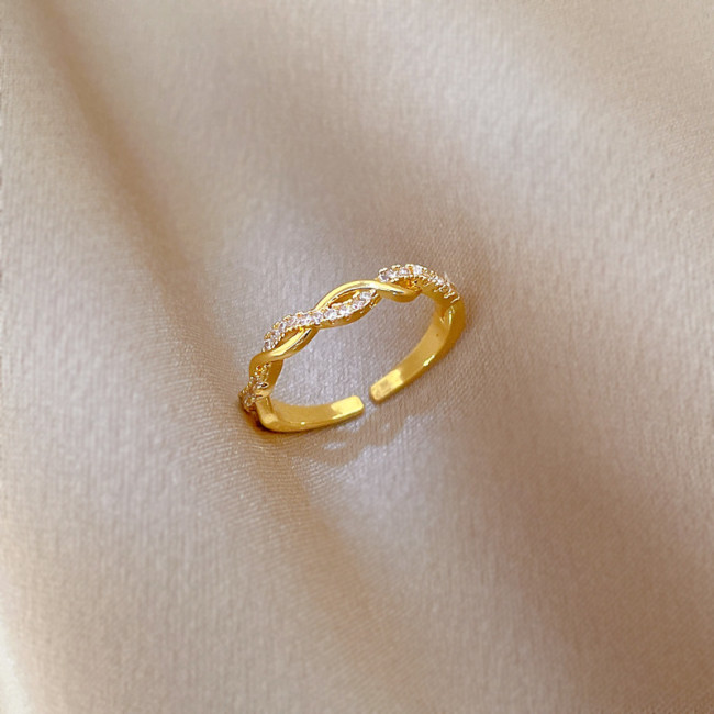 【Copper Micro Inlay】Open Zircon Ring for Women Fashionable Personality Ring Index Finger Ring Internet Celebrity Same Style Simple Minimalist Style