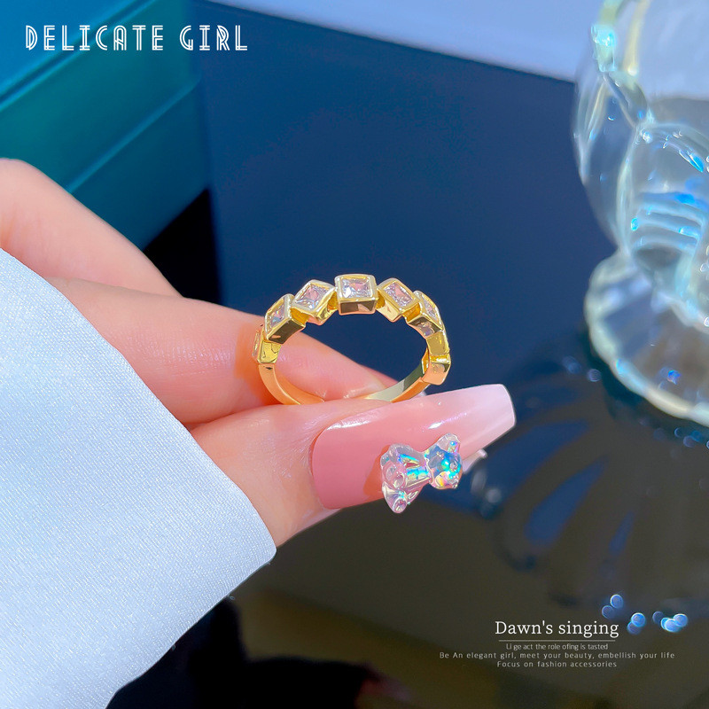 【Real Gold Plating】Open Ring for Women Fashionable Personality Ring Index Finger Ring Internet Celebrity Same Style Simple Minimalist Style