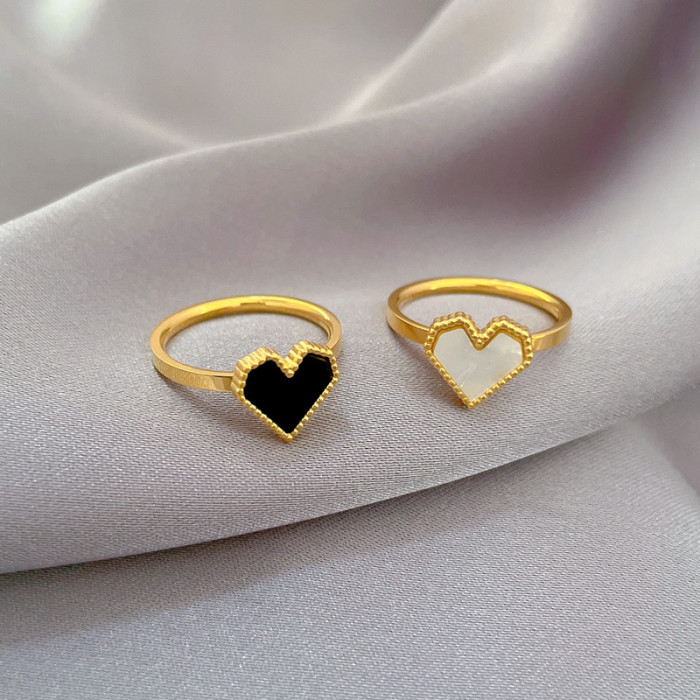 【Non-Fading】Minimalist Heart Titanium Steel Cool Style Disco Ring for Men and Women Ins Trend Personality Simple Index Finger Ring