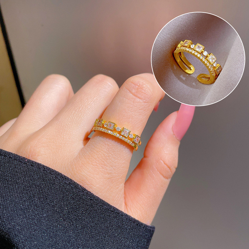 【Real Gold】Couple Rings for Women, Trendy Fashion Adjustable Open Rings, Unique Minimalist Style Index Finger Rings
