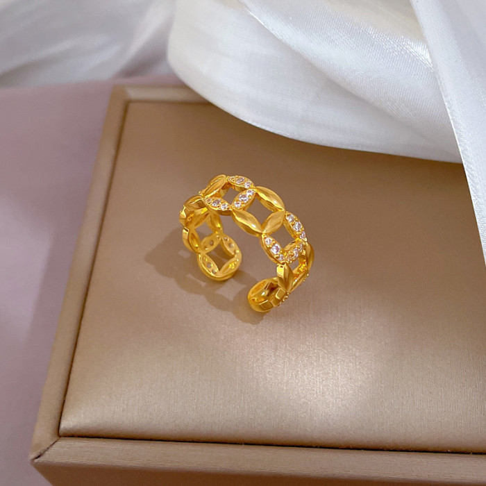 【Real Gold】Couple Rings for Women, Trendy Fashion Adjustable Open Rings, Unique Minimalist Style Index Finger Rings
