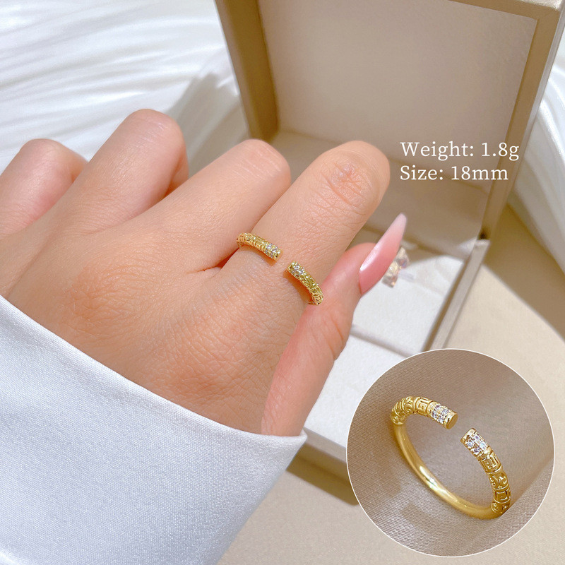 【Real Gold】Black Myth Wukong Ring Adjustable Open Style Simple Hand Jewelry Japanese Style Couple Rings