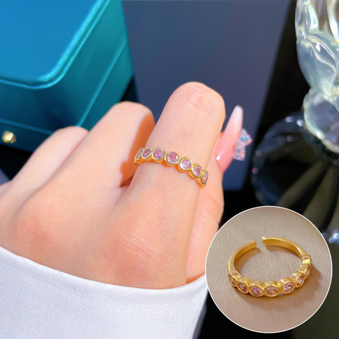 【Real Gold Plating】Open Ring Simple Circle Personality Ring Index Finger Ring Internet Celebrity Same Style Minimalis...