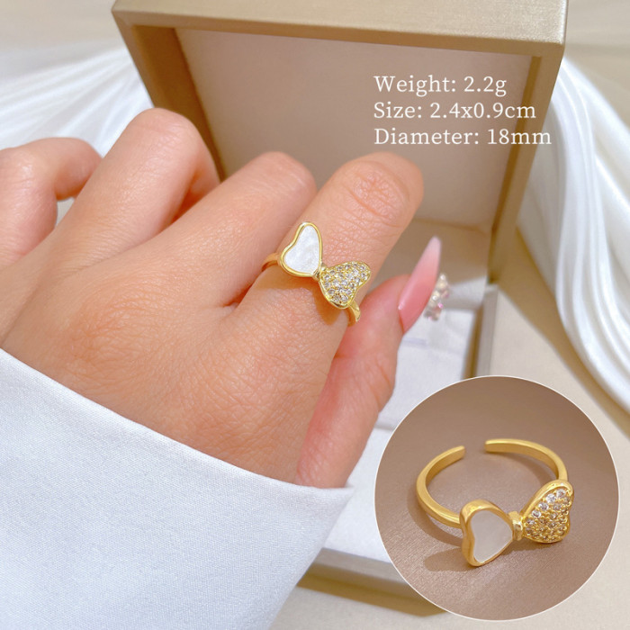 [Real Gold Plating] European and American Design Ins Style Geometric Diamond-Embedded Ball Ring Women's Cold Style Open Ring