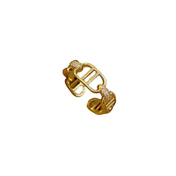 【Real Gold Plating】Open Ring for Women Fashionable Personality Ring Index Finger Ring Internet Celebrity Same Style Simple Minimalist Style