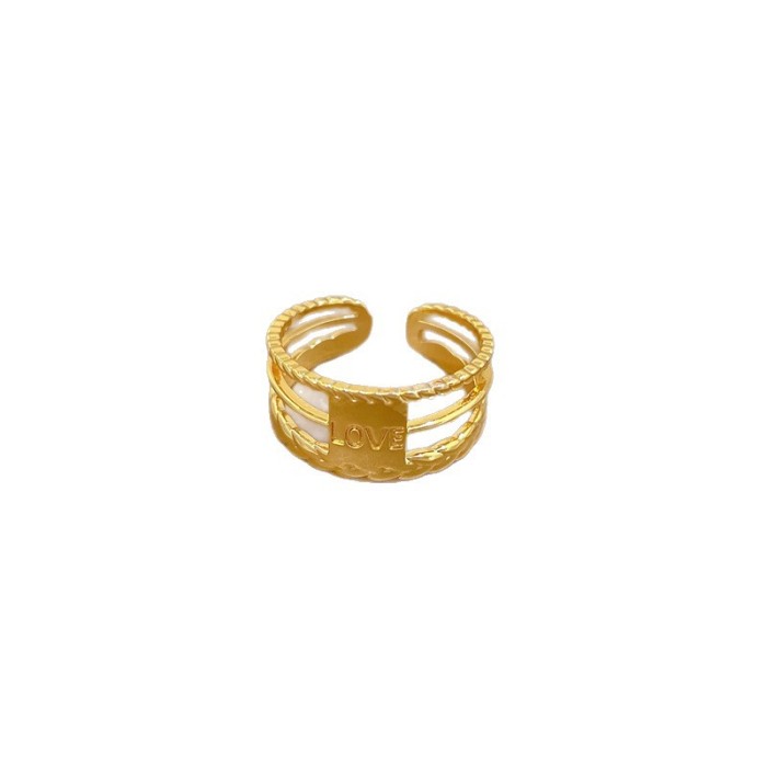 【Real Gold】Minimalist Style LOVE Ring Adjustable Open Ring Simple Jewelry Japanese Style Couple Rings