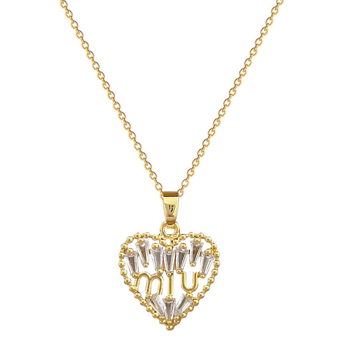 [Titanium Steel] Necklace and Earring Set Light Luxury Full Diamond Hollow Heart Personality Elegant Party Earrings Necklace Set