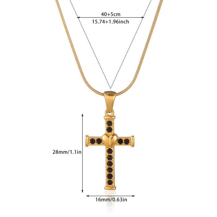 European and American Hot-Selling Cross Necklace for Men and Women Stainless Steel Gold-Plated Necklace Ethnic Style Simple Jewelry Wholesale