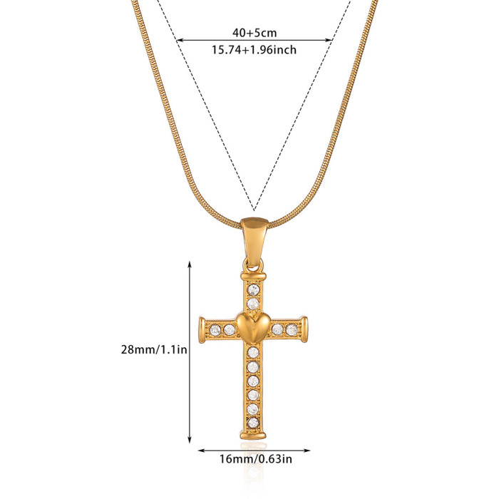 European and American Hot-Selling Cross Necklace for Men and Women Stainless Steel Gold-Plated Necklace Ethnic Style Simple Jewelry Wholesale