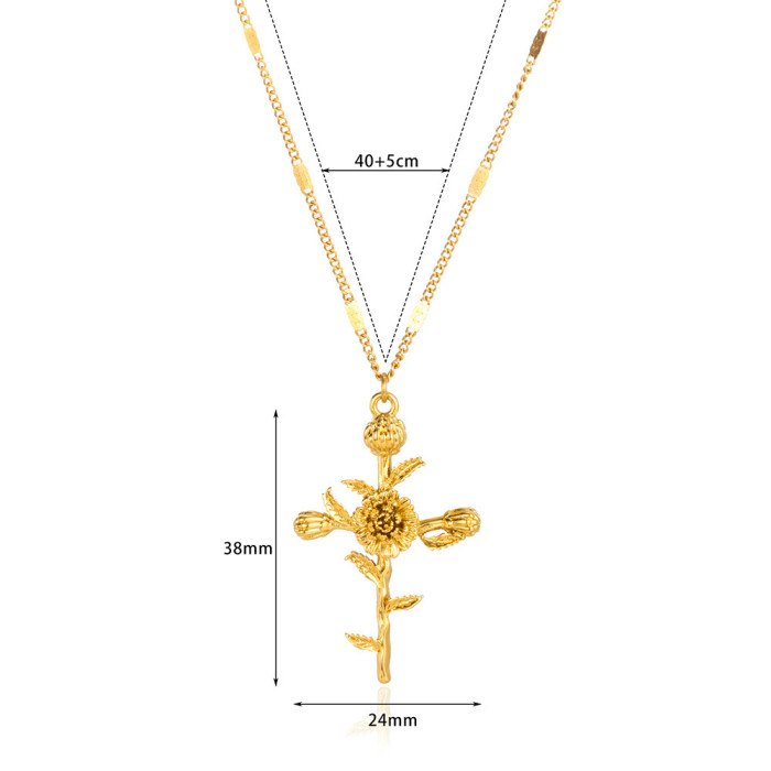 Amazon Bestseller December Flower Necklace Cross Birthstone Flower Necklace Flower Mother's Day Necklace Month Necklace