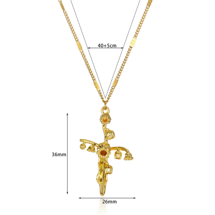 Amazon Bestseller December Flower Necklace Cross Birthstone Flower Necklace Flower Mother's Day Necklace Month Necklace