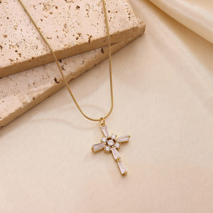European and American Foreign Trade Geometric Design Necklace for Women, Cross Goddess Exquisite French Pendant Jewelry, Factory Direct Sales Model