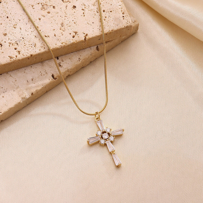 European and American Foreign Trade Geometric Design Necklace for Women, Cross Goddess Exquisite French Pendant Jewelry, Factory Direct Sales Model