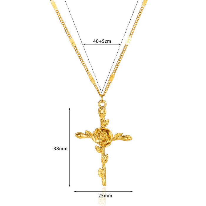 Amazon Bestseller December Flower Necklace Cross Birthstone Flower Necklace Flower Mother's Day Necklace Month Necklace