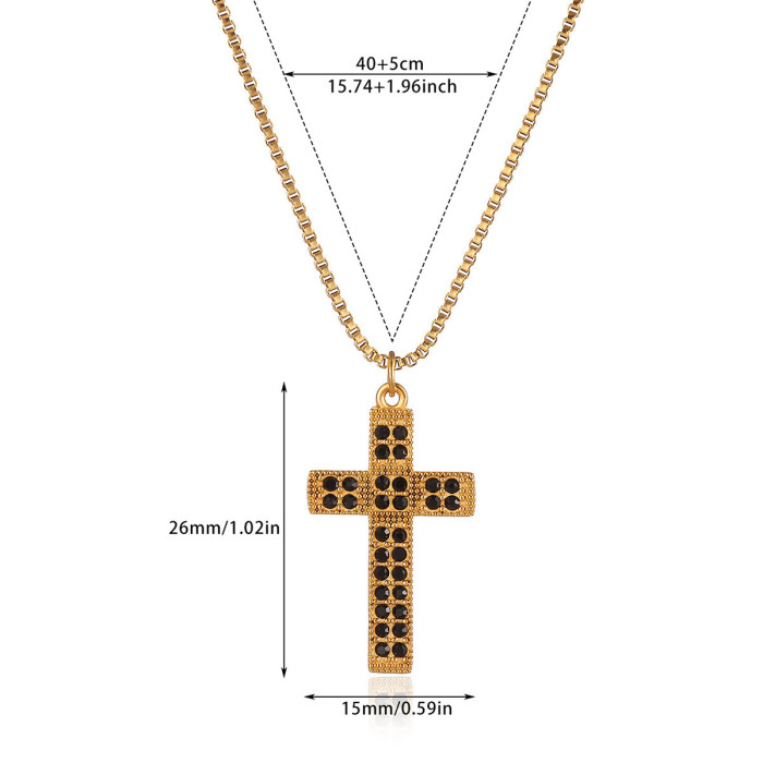 European and American Hot-Selling Cross Necklace for Men and Women Stainless Steel Gold-Plated Necklace Ethnic Style Simple Jewelry Wholesale