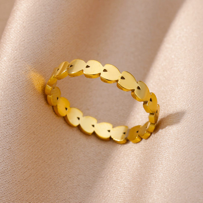 Korean Style Simple Ring Sun Hollow Ring 18K Gold Plated Stainless Steel Geometric Ring Unisex Snake Ring Wholesale