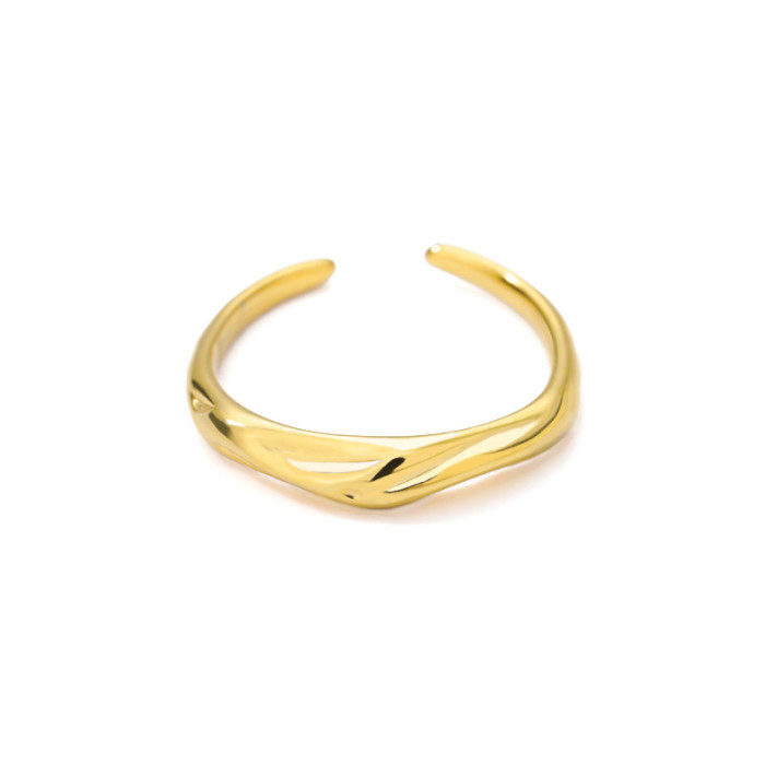 Korean Style Stainless Steel Ring Irregular Shape Women's Adjustable Open Ring in Stock