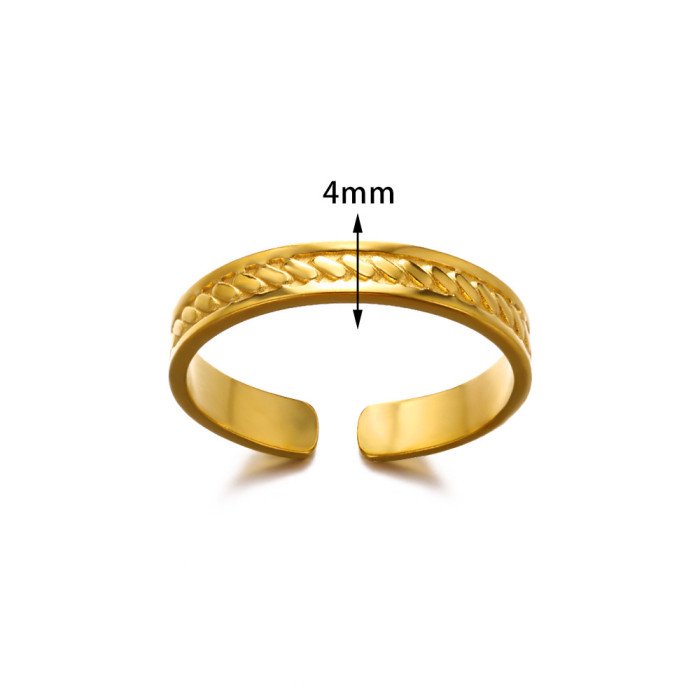 European and American New Simple Geometric Ring Chain Ring Stainless Steel Hydraulic Women's Sun Moon Leaf Ring