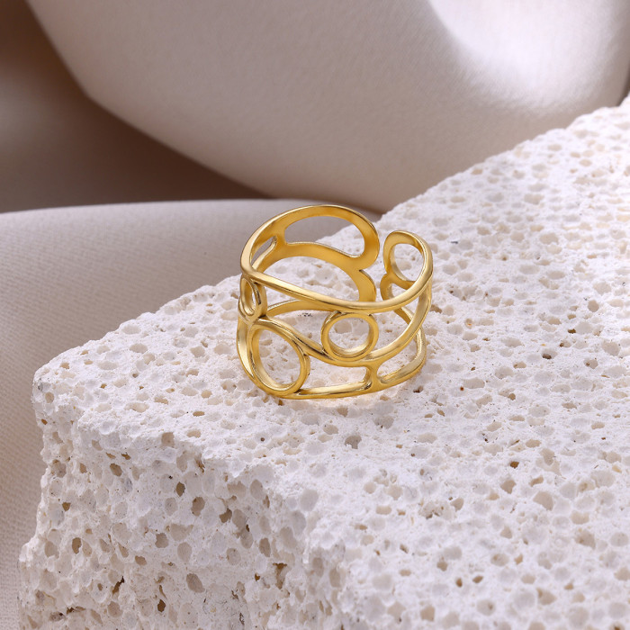 Simple New Stainless Steel Geometric Series Ring for Women, Niche Line Ring, Titanium Steel Light Luxury Hand Jewelry...