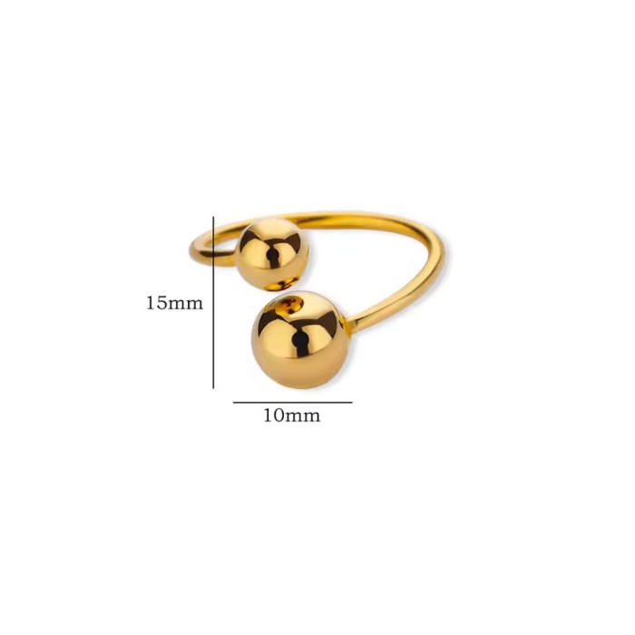 Style Spherical Stainless Steel Ring for Women, Gold and Steel Color, Large and Small Ball Rings, High-end Niche Expo...