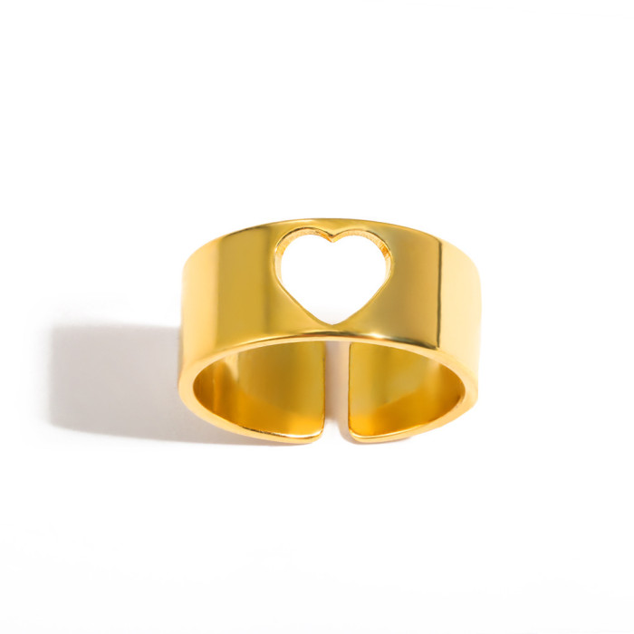 Amazon New Wide Stainless Steel Ring Five-Pointed Star Hollow Ring Unisex Angel Wings Ring