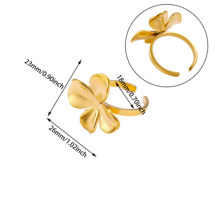 Amazon New Stainless Steel Flower Ring Niche Sunflower Ring Titanium Steel Light Luxury Hand Jewelry Rings Wholesale